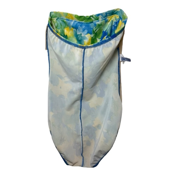 Vtg Floral Strapless One Piece Swim Suit Size 14 L Blue Green Christina 80s 90s - Picture 7 of 8